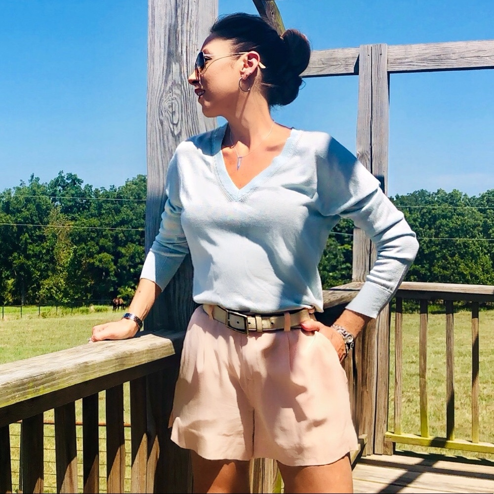 Silk Pale Blush Pink Editor Shorts